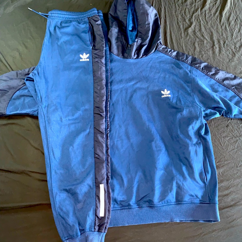 Adidas Navy and Black Tracksuit Set